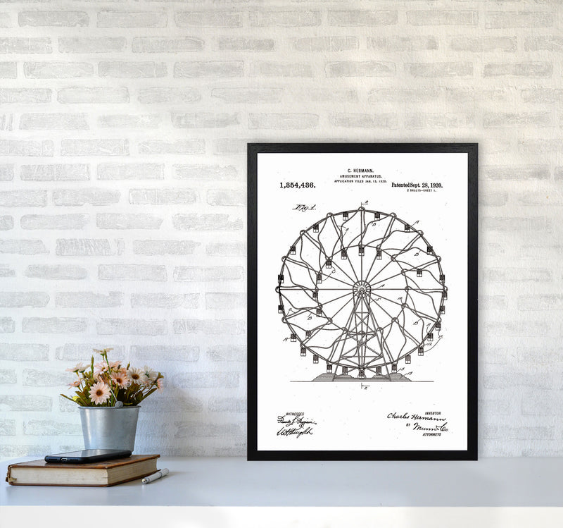 Ferris Wheel Patent Art Print by Jason Stanley A2 White Frame