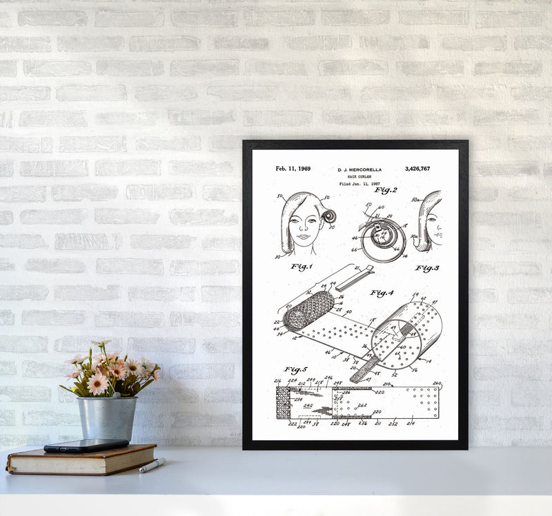 Hair Curler Patent Art Print by Jason Stanley A2 White Frame