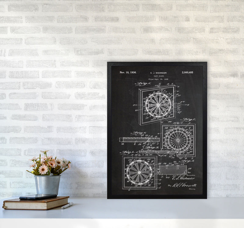 Dart Board Patent Art Print by Jason Stanley A2 White Frame