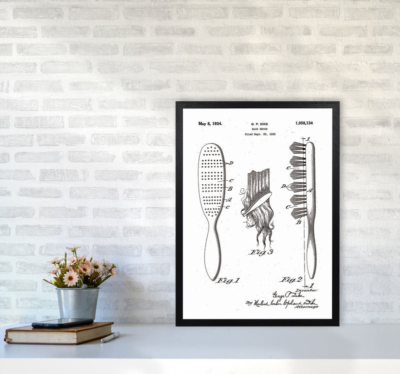 Hair Brush Patent Art Print by Jason Stanley A2 White Frame