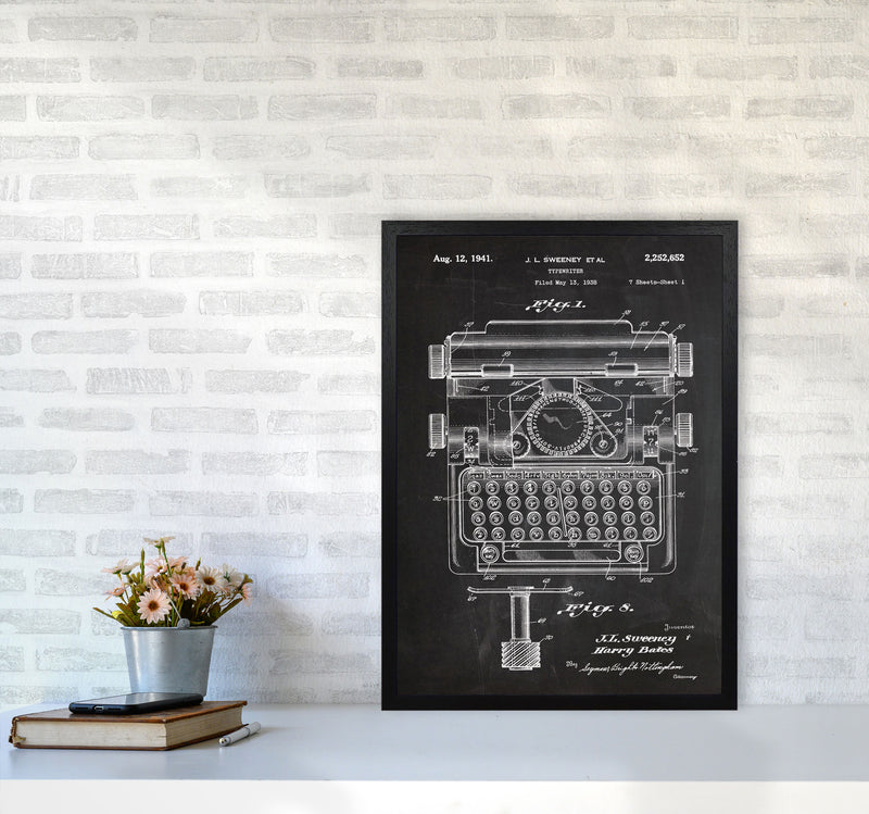 Type Writer Patent Art Print by Jason Stanley A2 White Frame