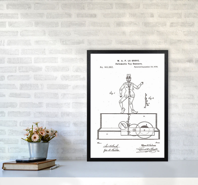 Toy Dancer Patent Art Print by Jason Stanley A2 White Frame