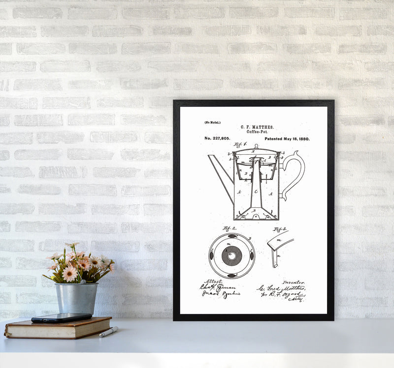 Coffee Pot Patent Art Print by Jason Stanley A2 White Frame