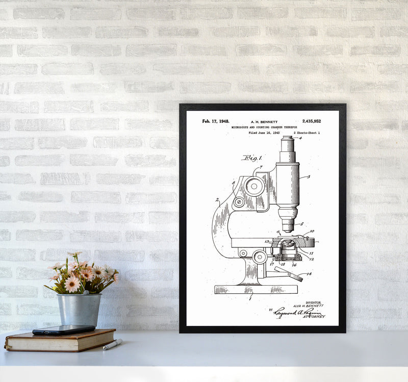 Microscope Patent Art Print by Jason Stanley A2 White Frame