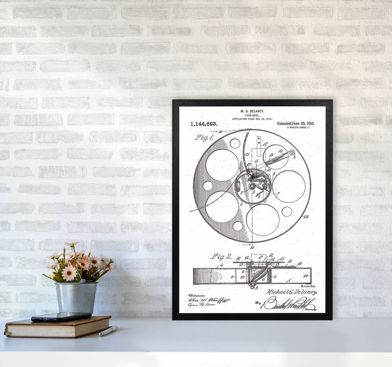 Film Reel Patent Art Print by Jason Stanley A2 White Frame