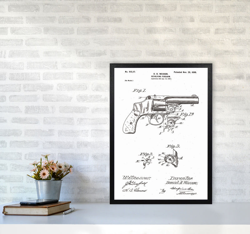 Revolver Patent Art Print by Jason Stanley A2 White Frame