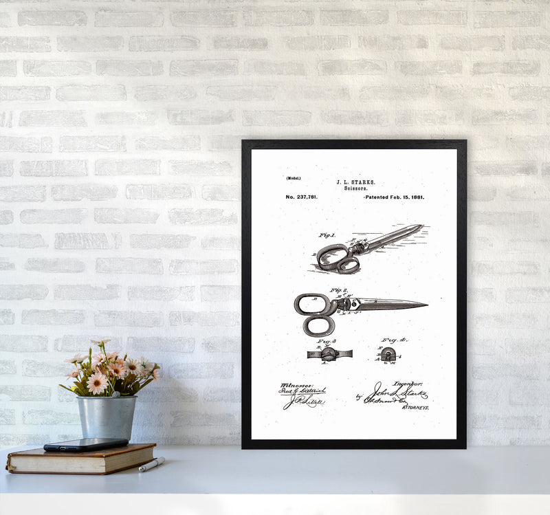 Scissors Patent Art Print by Jason Stanley A2 White Frame