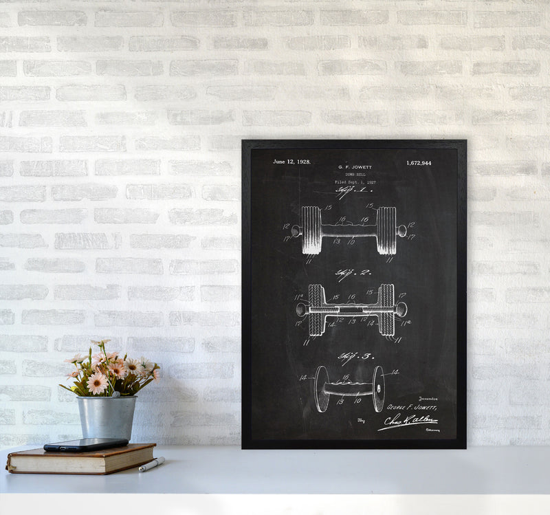 Dumbbell Patent Art Print by Jason Stanley A2 White Frame
