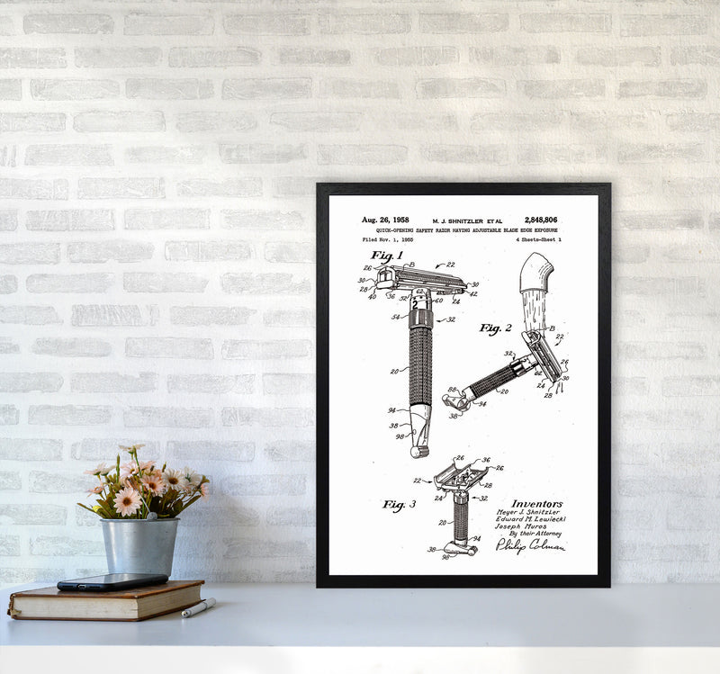 Razor Patent 2 Art Print by Jason Stanley A2 White Frame