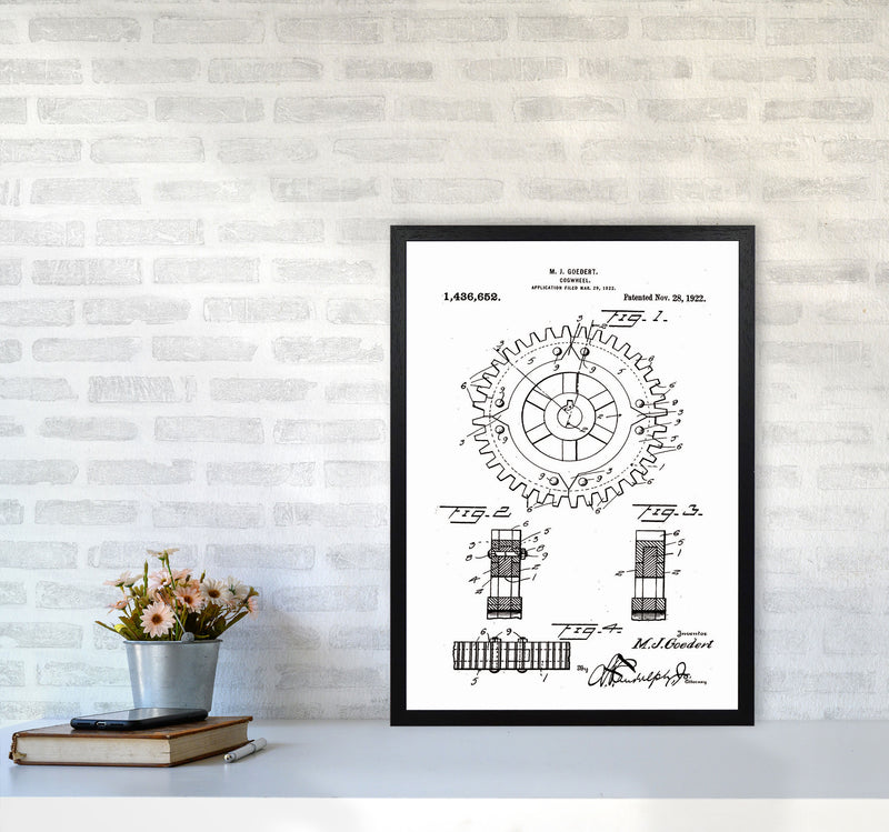 Cogwheel Patent Art Print by Jason Stanley A2 White Frame