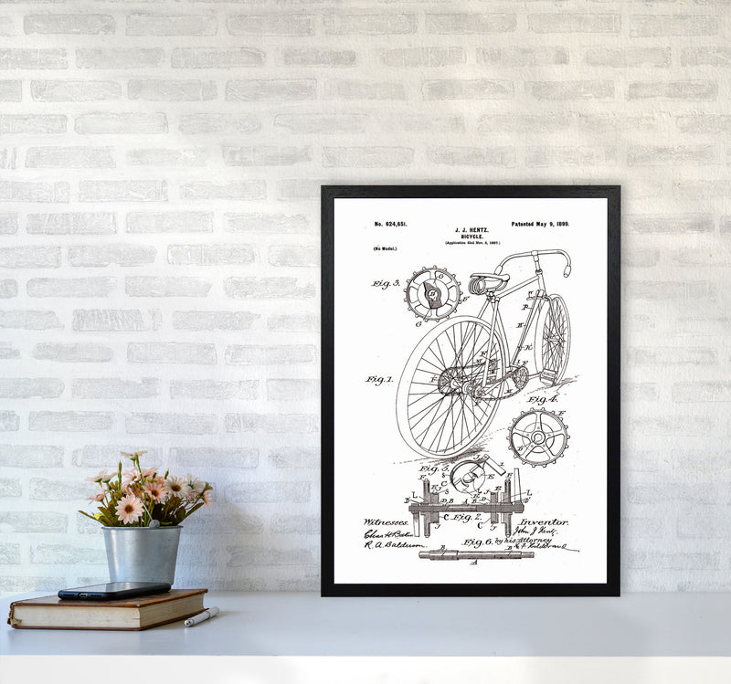 Bicycle Patent Art Print by Jason Stanley A2 White Frame