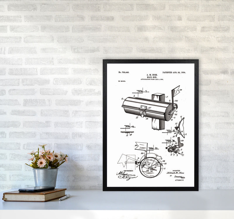 Mailbox Patent Art Print by Jason Stanley A2 White Frame