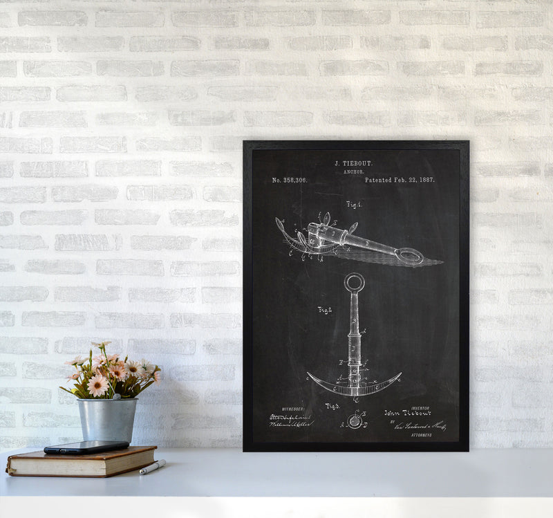 Anchor Patent Art Print by Jason Stanley A2 White Frame