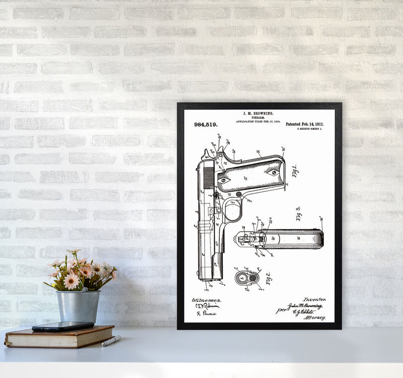 Gun Patent Art Print by Jason Stanley A2 White Frame