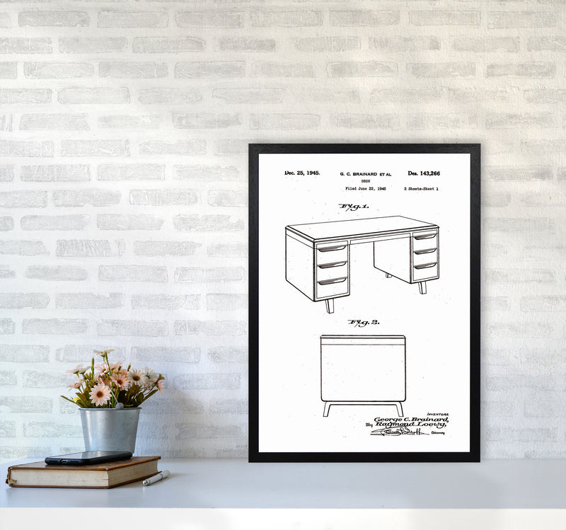 Desk Patent Art Print by Jason Stanley A2 White Frame