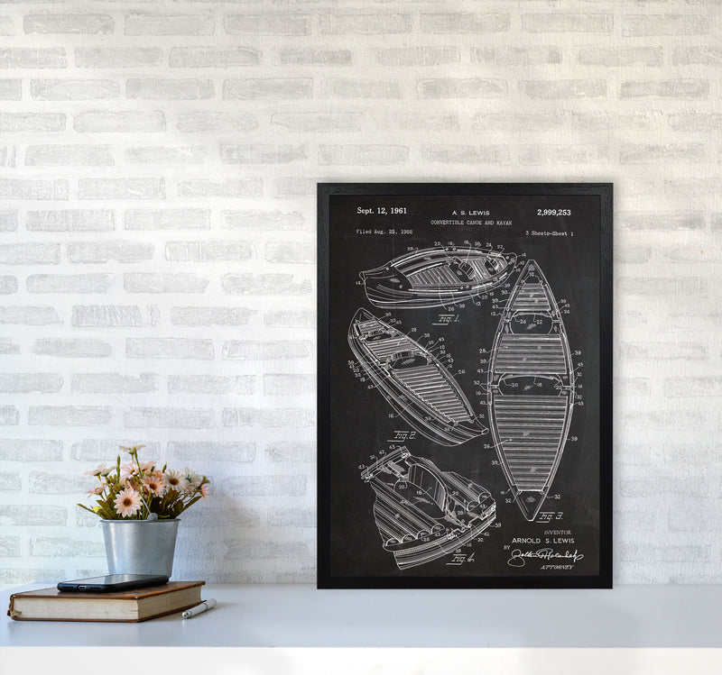 Canoe Patent Art Print by Jason Stanley A2 White Frame