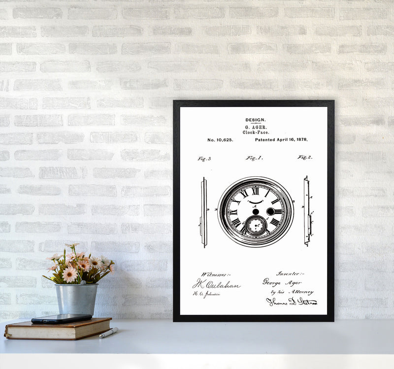 Clock Patent Art Print by Jason Stanley A2 White Frame