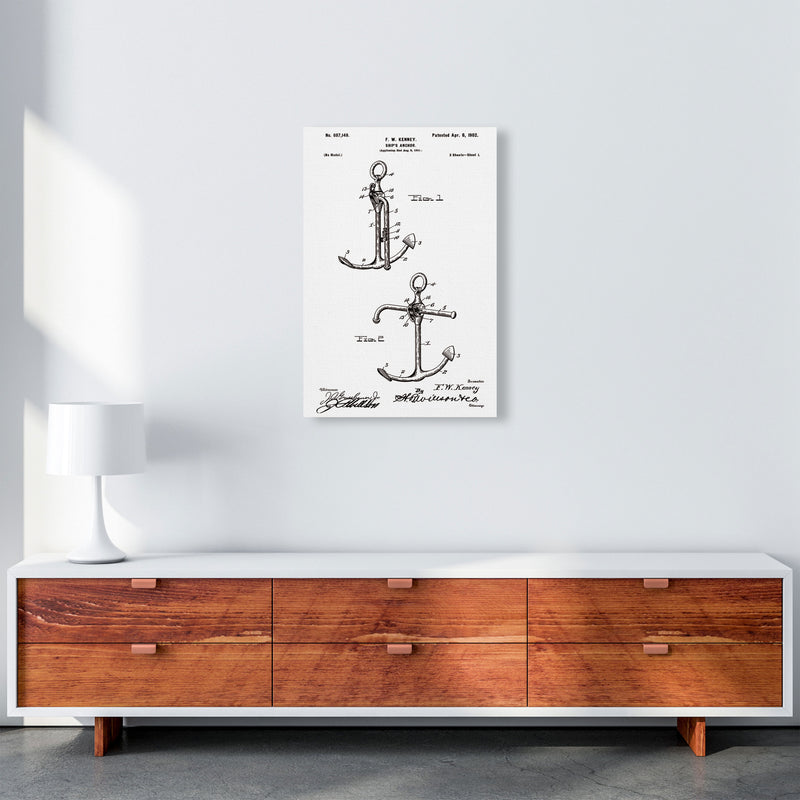 Anchor Patent White Art Print by Jason Stanley A2 Canvas