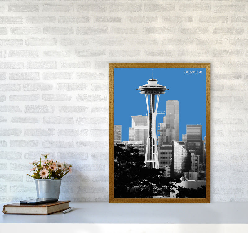 Halftone Seattle Blue Art Print by Jason Stanley A2 Print Only