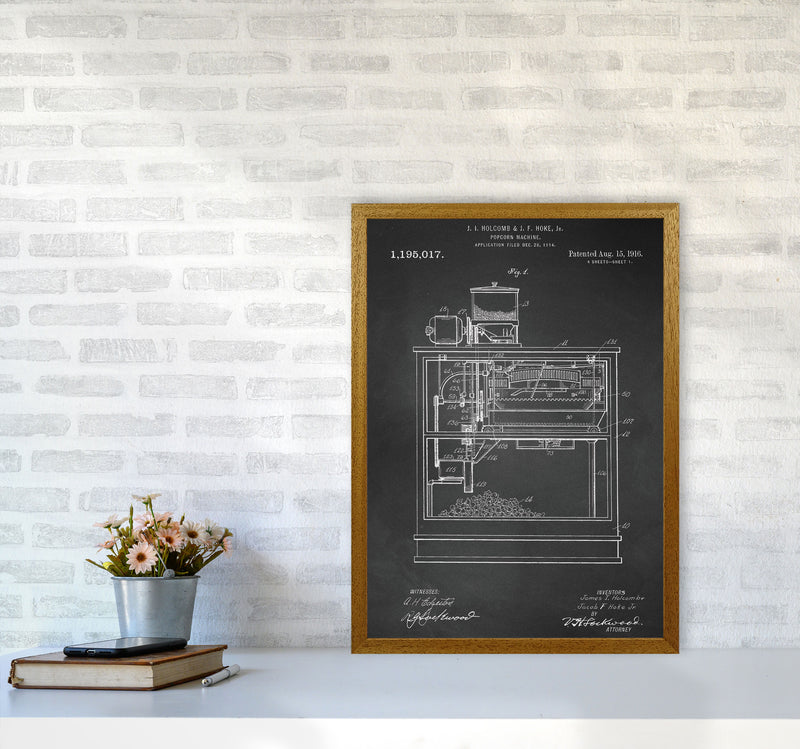 Popcorn Machine Patent- Chalkboard Art Print by Jason Stanley A2 Print Only