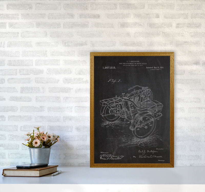 Motorcycle With Side Cart Patent Art Print by Jason Stanley A2 Print Only