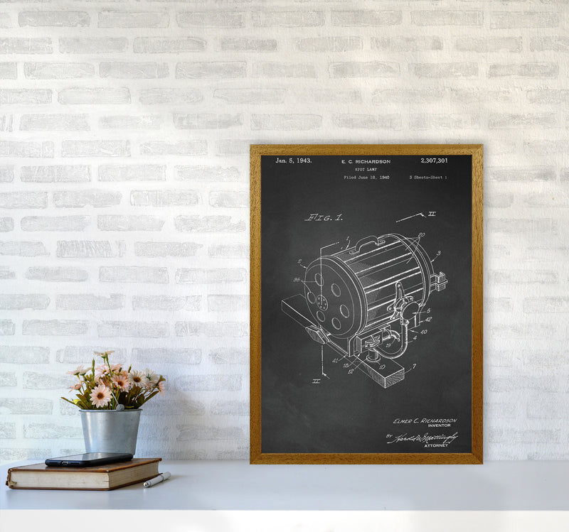 Cinema Spot Light Patent-Chalkboard Art Print by Jason Stanley A2 Print Only