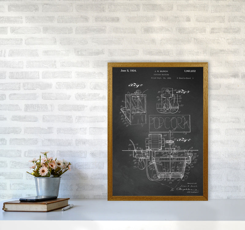 Popcorn Machine Patent 2-Chalkboard Art Print by Jason Stanley A2 Print Only