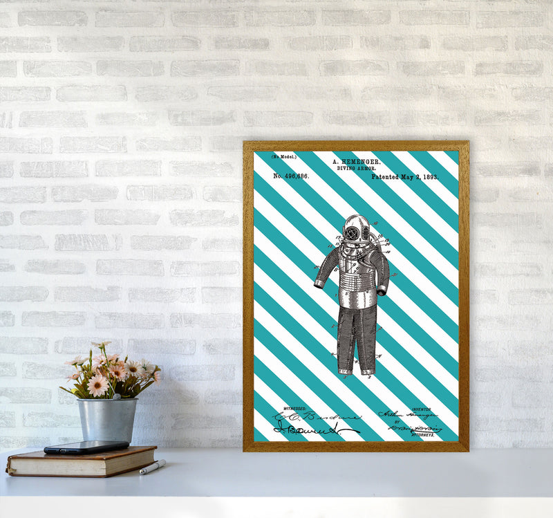 Diving Armor Patent Side Stripe Art Print by Jason Stanley A2 Print Only