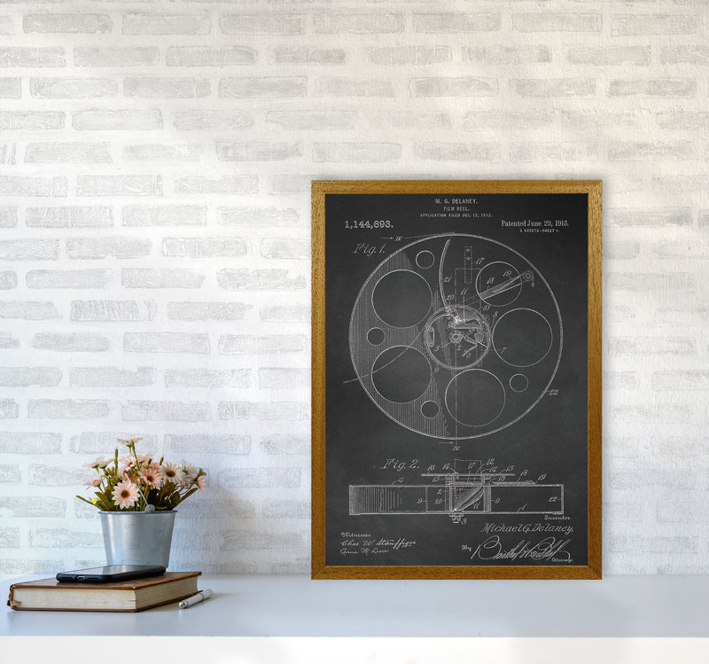 Film Reel Patent-Chalkboard Art Print by Jason Stanley A2 Print Only