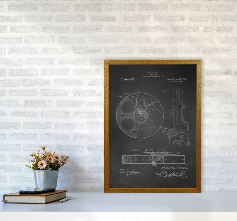 Film Reel Patent 2-Chalkboard Art Print by Jason Stanley A2 Print Only