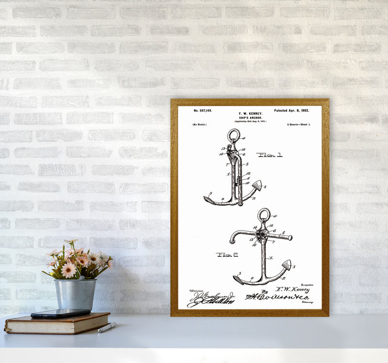 Anchor Patent White Art Print by Jason Stanley A2 Print Only