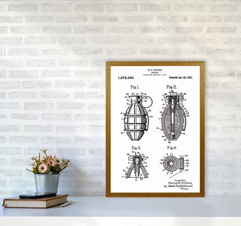 Grenade Patent Art Print by Jason Stanley A2 Print Only