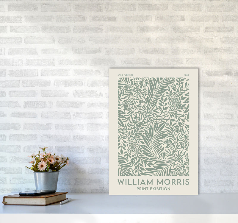 William Morris- Green Wild Flowers Art Print by Jason Stanley A2 Black Frame