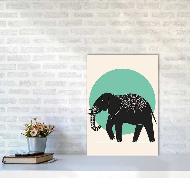 Elephant Green Moonlight Art Print by Jason Stanley A2 Black Frame