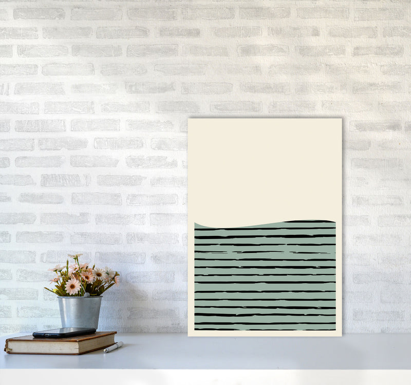 Green Minimal Midcentury Art Print by Jason Stanley A2 Black Frame