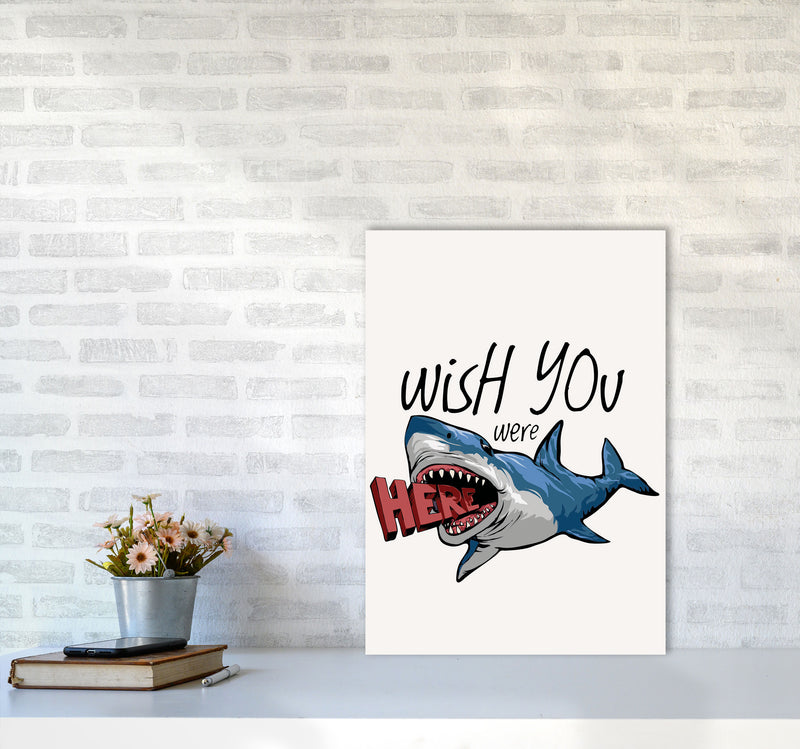 Wish You Were Here Shark Art Print by Jason Stanley A2 Black Frame