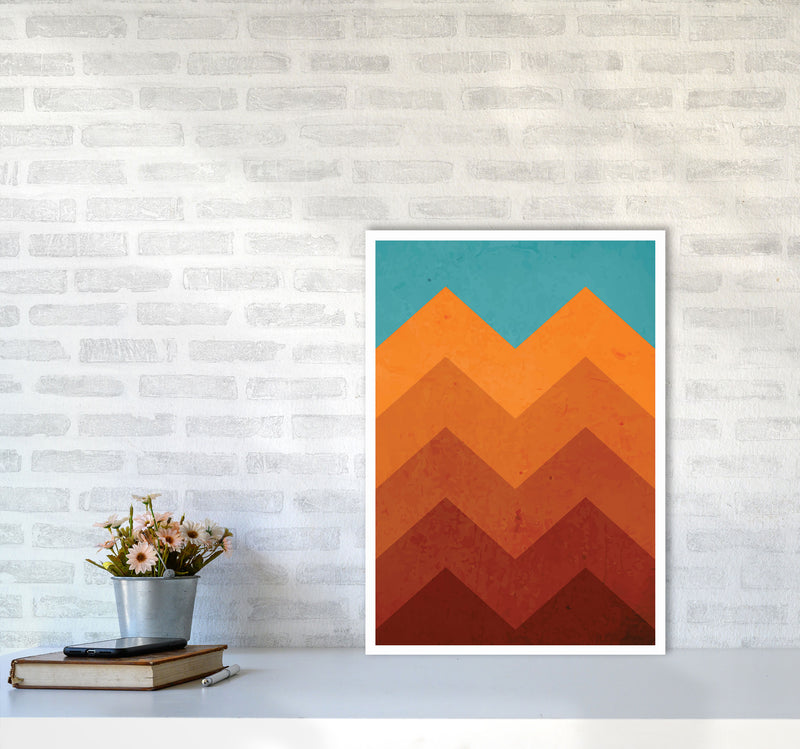 Abstract Orange Mountain Art Print by Jason Stanley A2 Black Frame