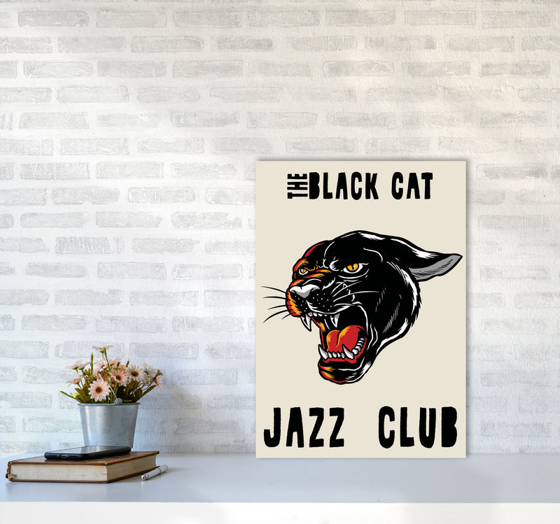 The Black Cat Jazz Club Art Print by Jason Stanley A2 Black Frame