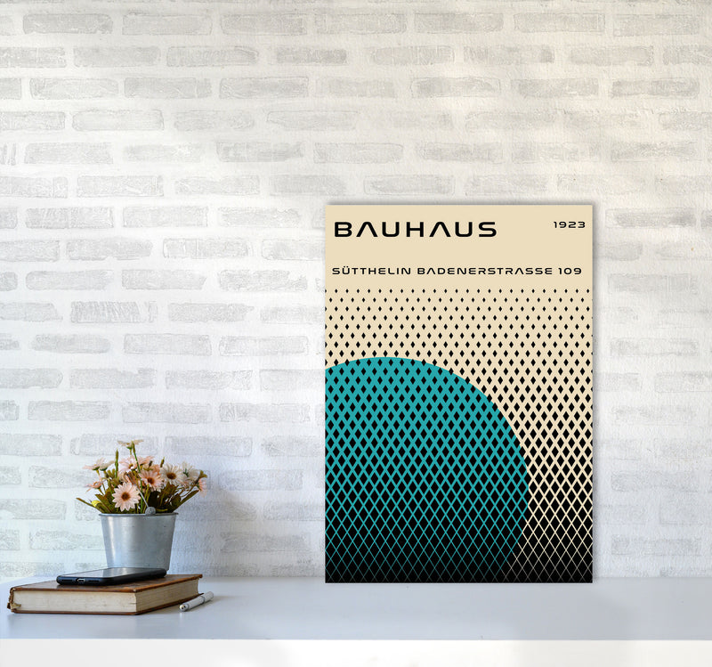 Bauhaus Geometric Teal Art Print by Jason Stanley A2 Black Frame