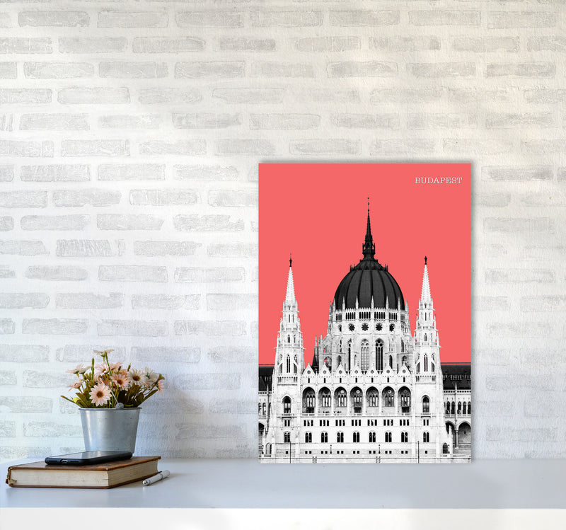 Halftone Budapest Red Art Print by Jason Stanley A2 Black Frame