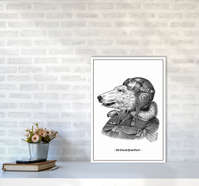 The Poler Bear Pilot Art Print by Jason Stanley A2 Black Frame