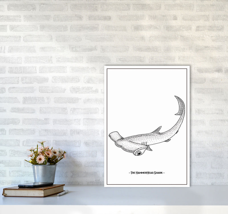 The Hammerhead Shark Art Print by Jason Stanley A2 Black Frame