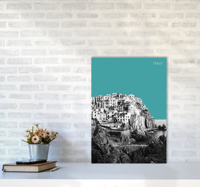 Halftone Italy Blue Art Print by Jason Stanley A2 Black Frame