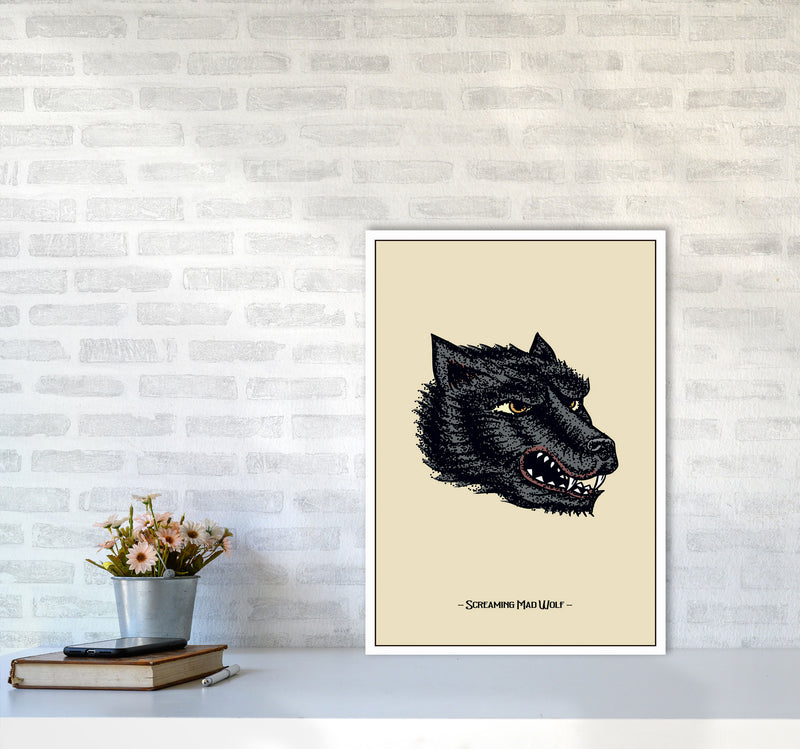 Screaming Mad Wolf Art Print by Jason Stanley A2 Black Frame