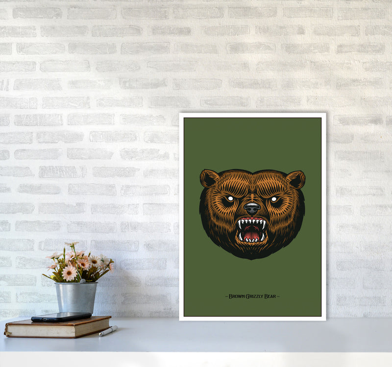 Brown Grizzly Bear Art Print by Jason Stanley A2 Black Frame