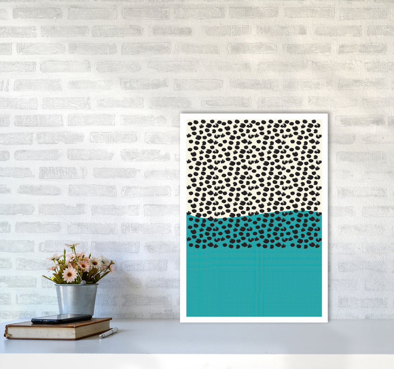 Blue Vibe Halftone Art Print by Jason Stanley A2 Black Frame