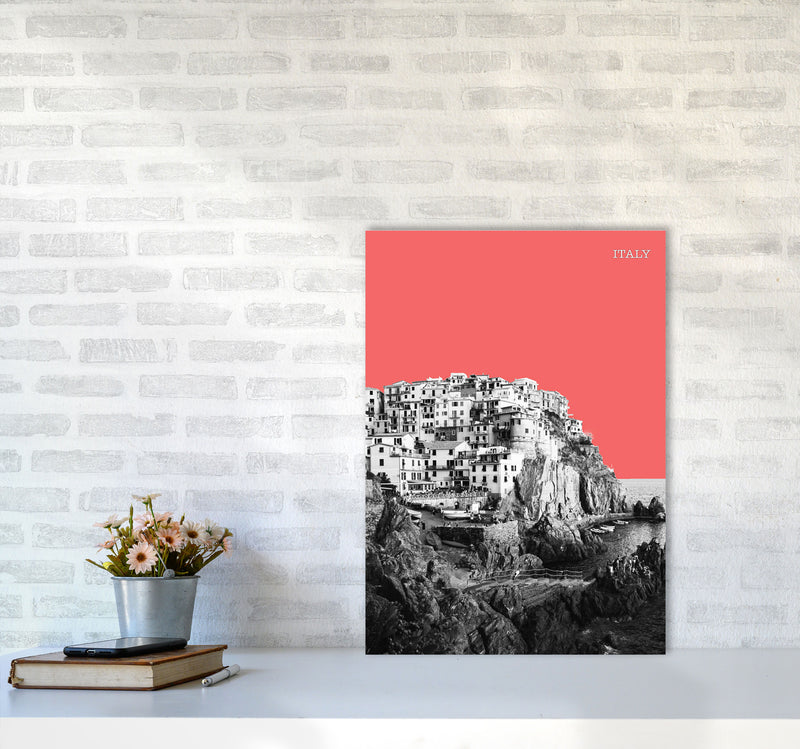 Halftone Italy Red Art Print by Jason Stanley A2 Black Frame
