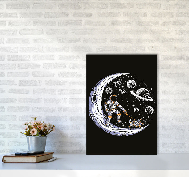 Doggie Moon Walks Art Print by Jason Stanley A2 Black Frame