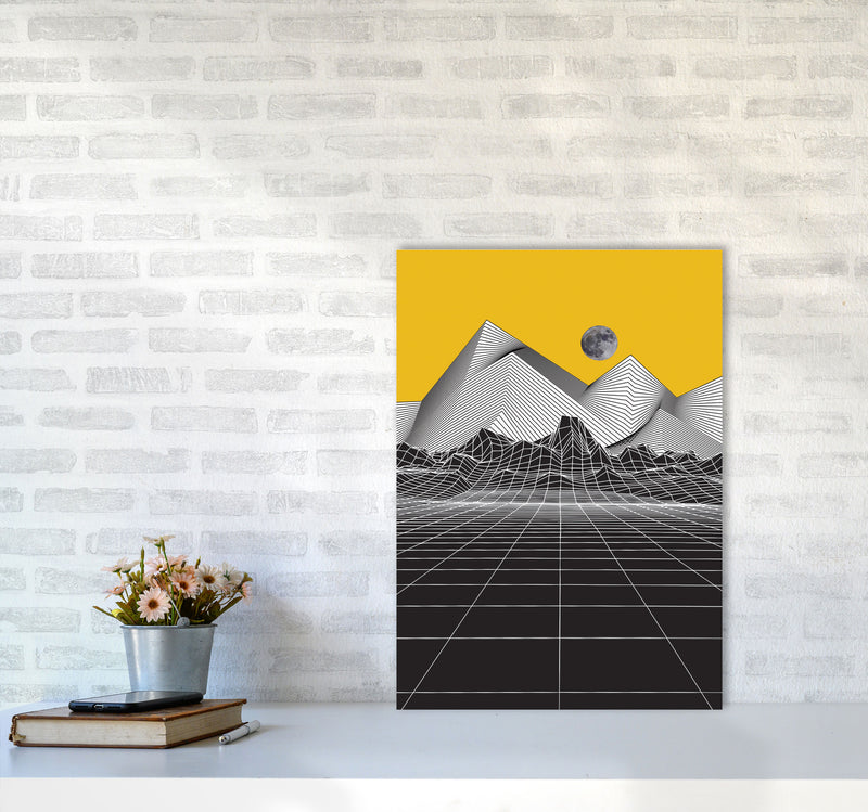 Moon Rise Yellow Art Print by Jason Stanley A2 Black Frame
