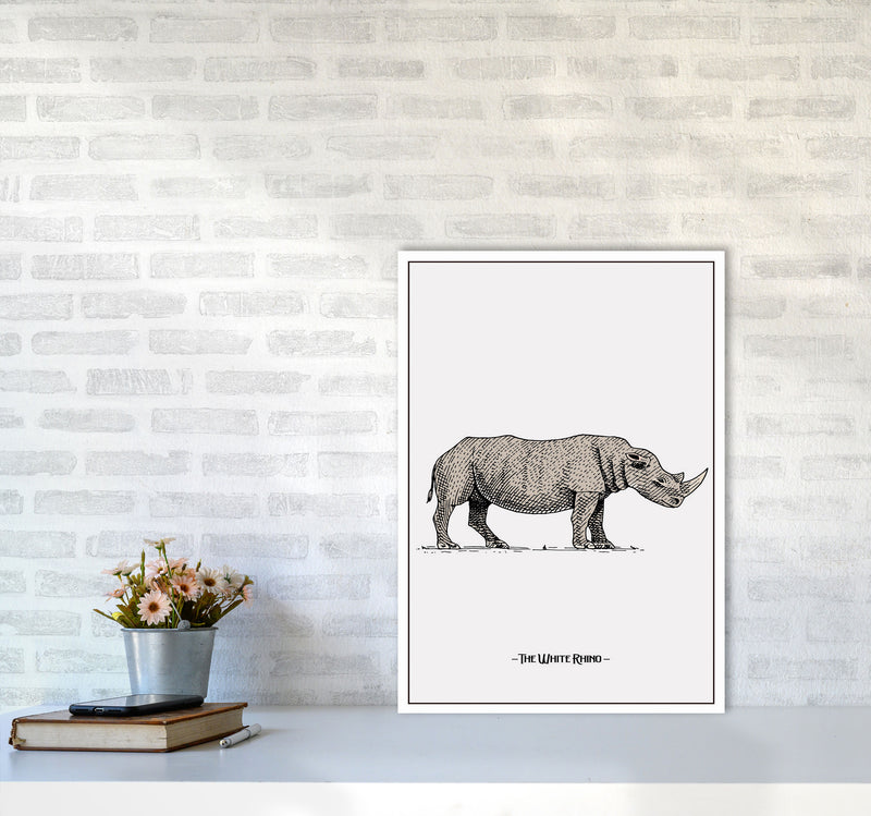 The White Rhino Art Print by Jason Stanley A2 Black Frame